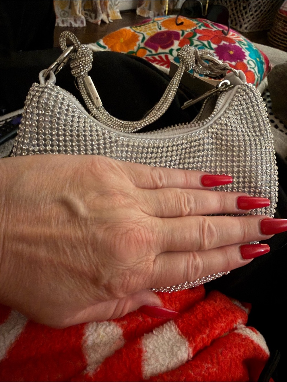 Silver Crystal Rhinestone Mini bag - Picture 7 of 7